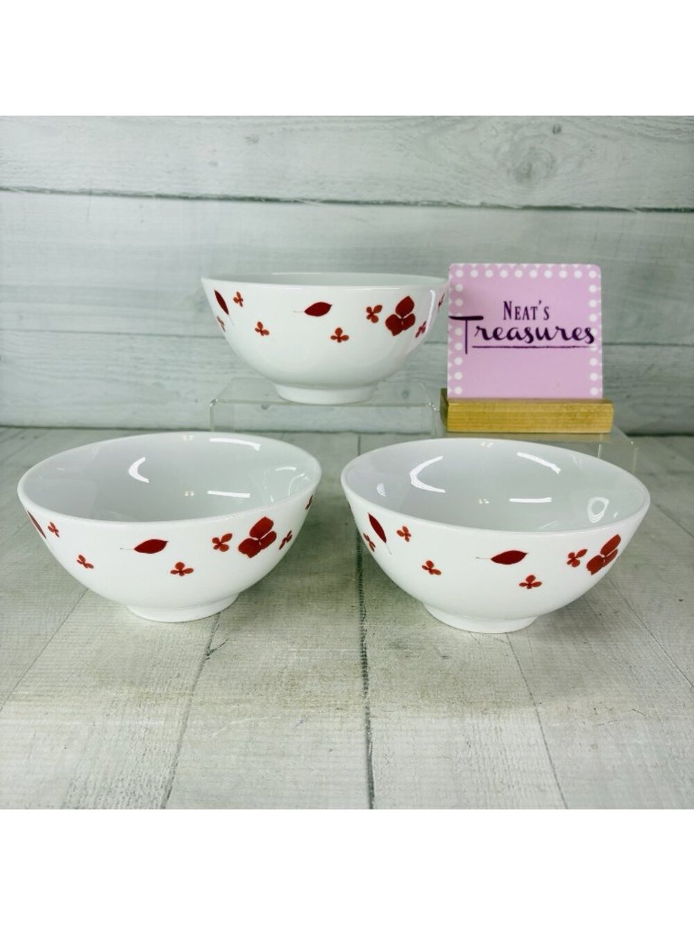 Home Target PRESSED PETALS Red Leaves Petal Porcelain Soup Cereal Bowls  Set 3
